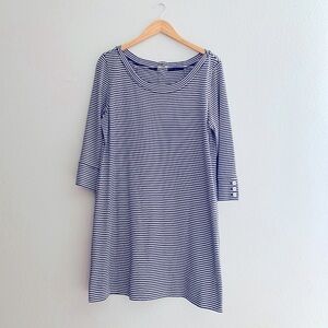 Women’s Brenton Striped Knit White & Black  3/4 Sleeves Dress. Size M-L. SKU 284